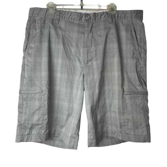 Greg Norman Gray and White Plaid Shorts Stretchy Shorts with Pockets waist 38 - Picture 10 of 10